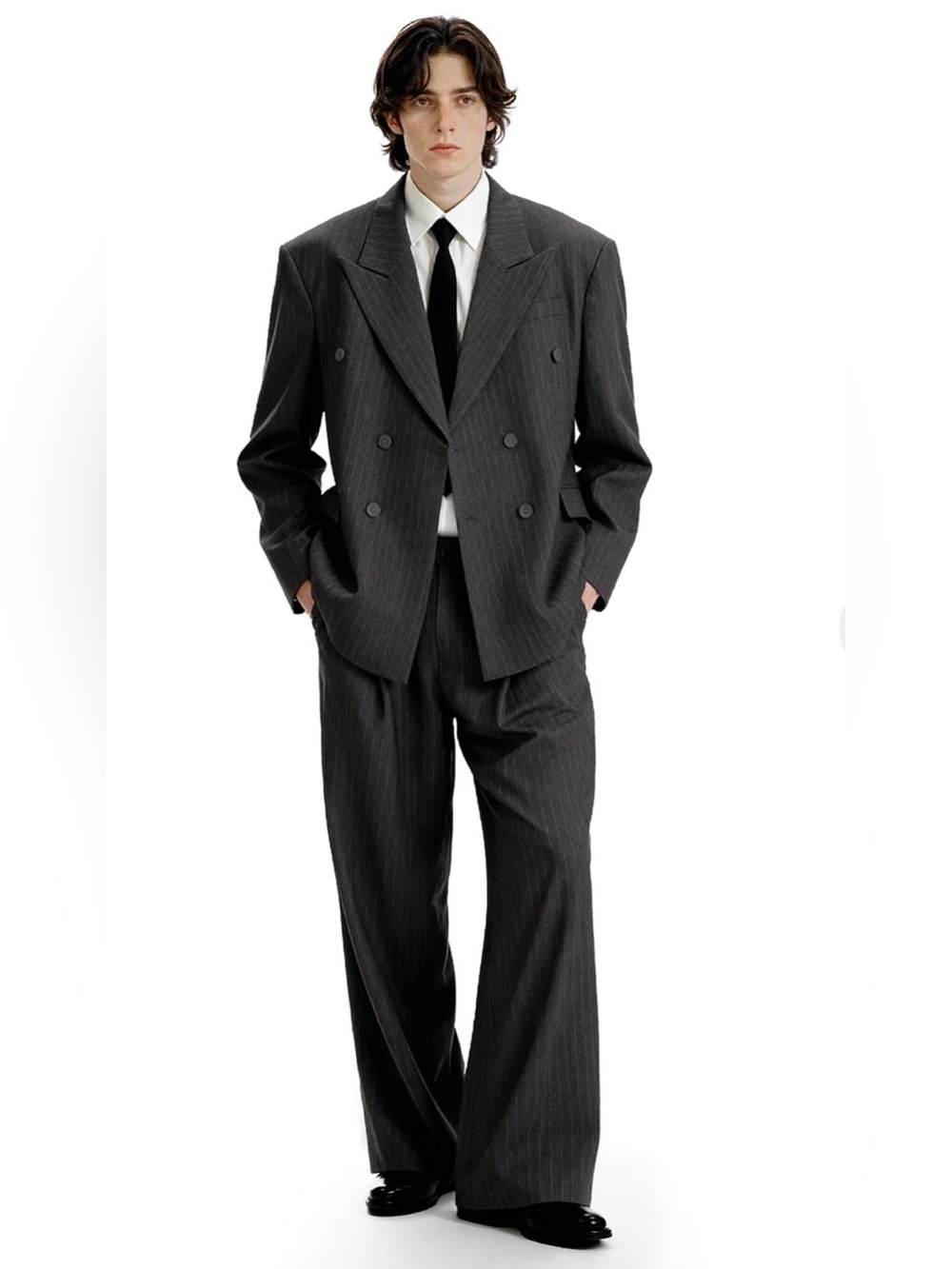 Night City Brace Boxy Pinstripe Wide Leg Suit-Size L NWT
